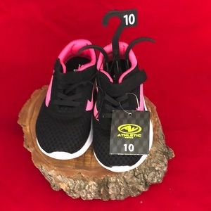 Girls size 10 pink & black shoes